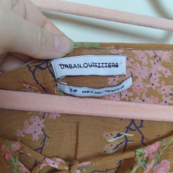 Urban Outfitters Burnt Orange Lace Up Floral Peplum Hem Puff Sleeve Blouse Small - Picture 13 of 13